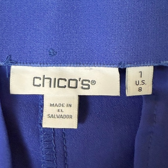 Chicos Pants 1 Womens 8 Blue Straight Crop Pull On Pants Stretch Slimming Panel - Picture 6 of 12